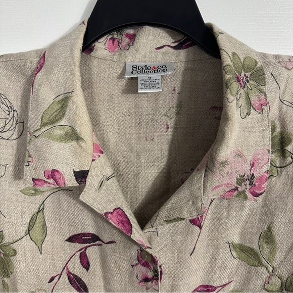 Style & Co. 100% linen floral shirt, size 18, button front, summer, breathable - Picture 8 of 9
